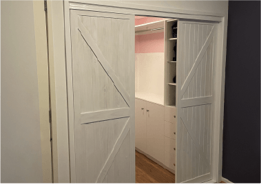 Custom made barn doors and walk in robe. (Quoted on request)